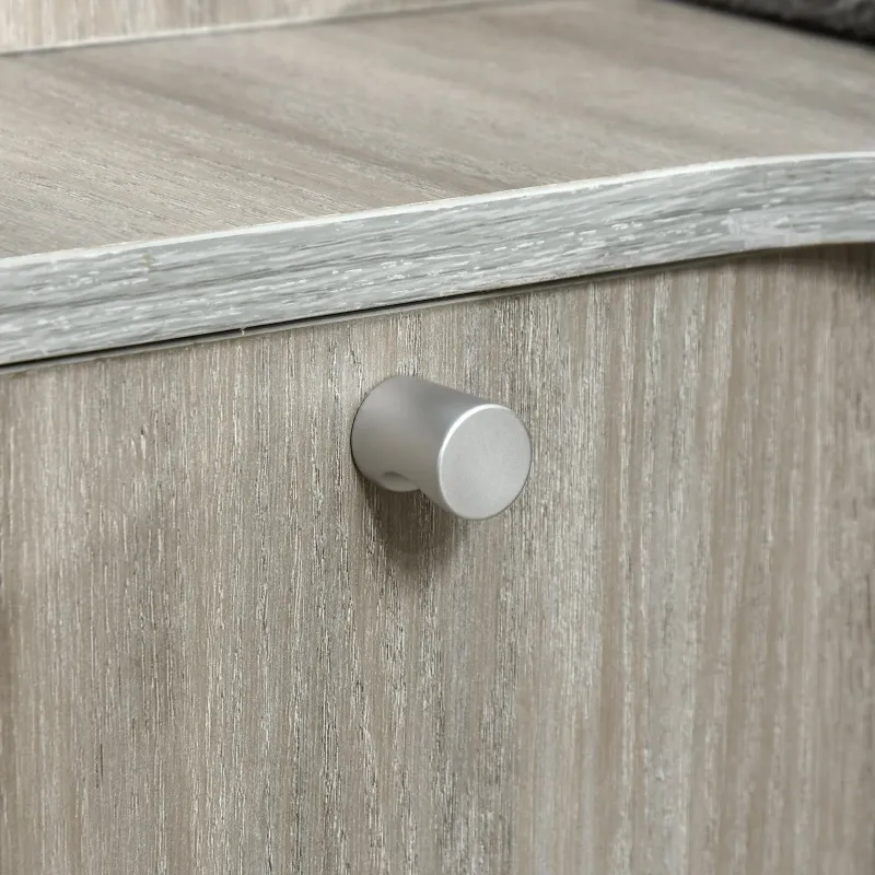 PawHut Hidden Litter Box Furniture Cat Washroom Decorative Kitten House Nightstand End Table Indoor with Multipurpose Ladder Cushion Oak