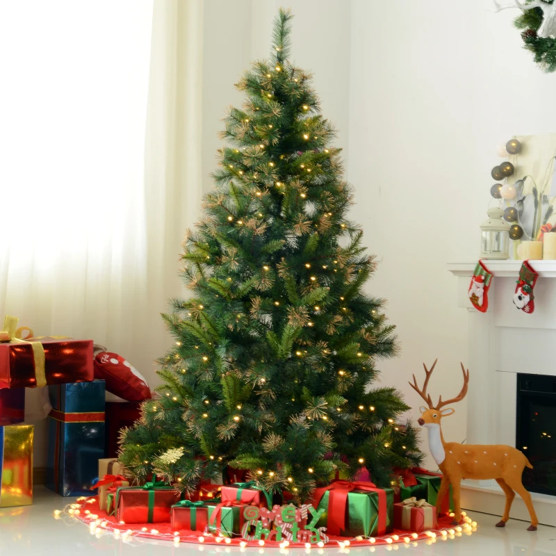 HOMCOM 6ft Decorated Pre-Lit Christmas Tree 200 Clear Lights w/ Stand