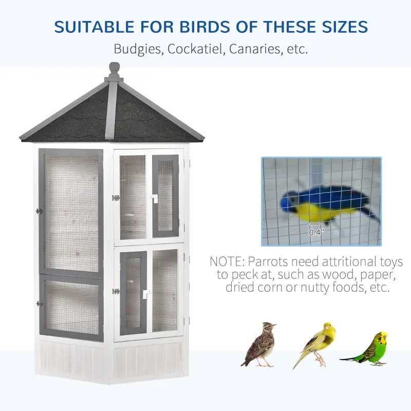 PawHut 72" Aviary Bird Cage, Includes Perches, Lockable Doors, Nesting Areas, Elegant Vintage Flight Enclosure Suitable for Small Parrots, Budgie, Canary, Cockatiel