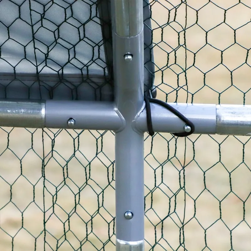 PawHut Large Chicken Coop Metal Chicken Run for Chickens with Waterproof and Anti-UV Cover, Flat Shaped Walk in Fence Cage Hen House for Outdoor and Yard Farm Use, 1.26" Dia, 9' x 24.9' x 6.5'