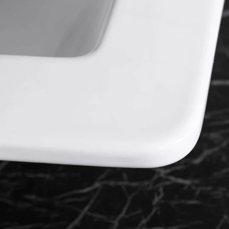 Kleankin 21.25"x 18.25" Bathroom Vessel Sink Modern Under Counter Bathroom Basin Ceramic Vanity Art Basin - White