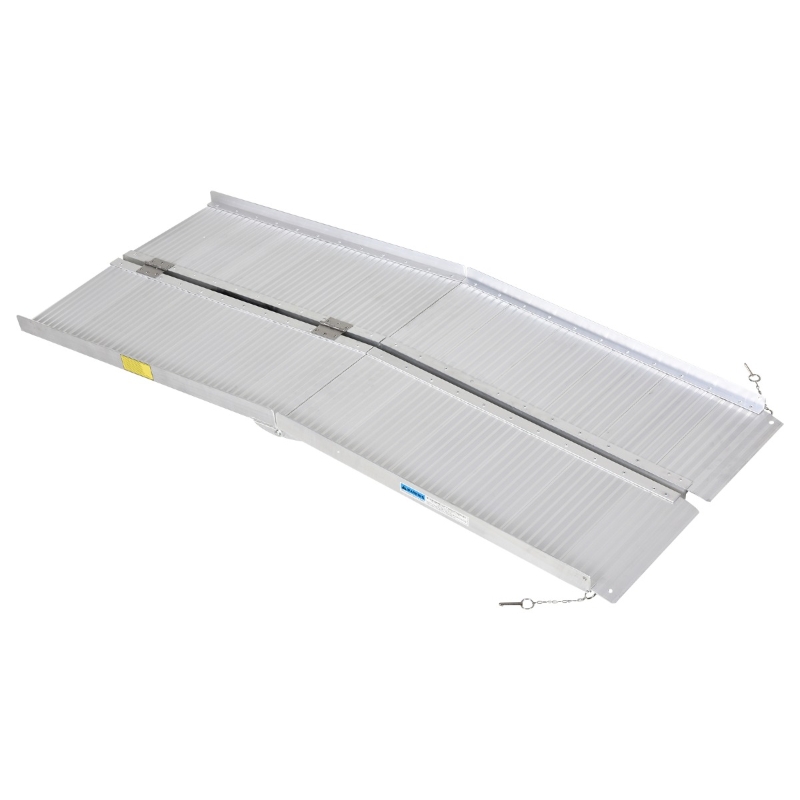 HOMCOM Textured Aluminum Folding Wheelchair Ramp, Portable Threshold Ramp 6', for Scooter Steps Home Stairs Doorways