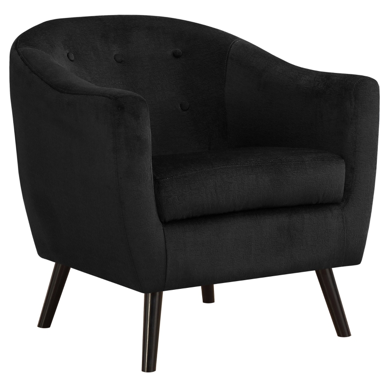 Monarch Tufted Mosaic Velvet Accent Barrel Tub Chair - Black