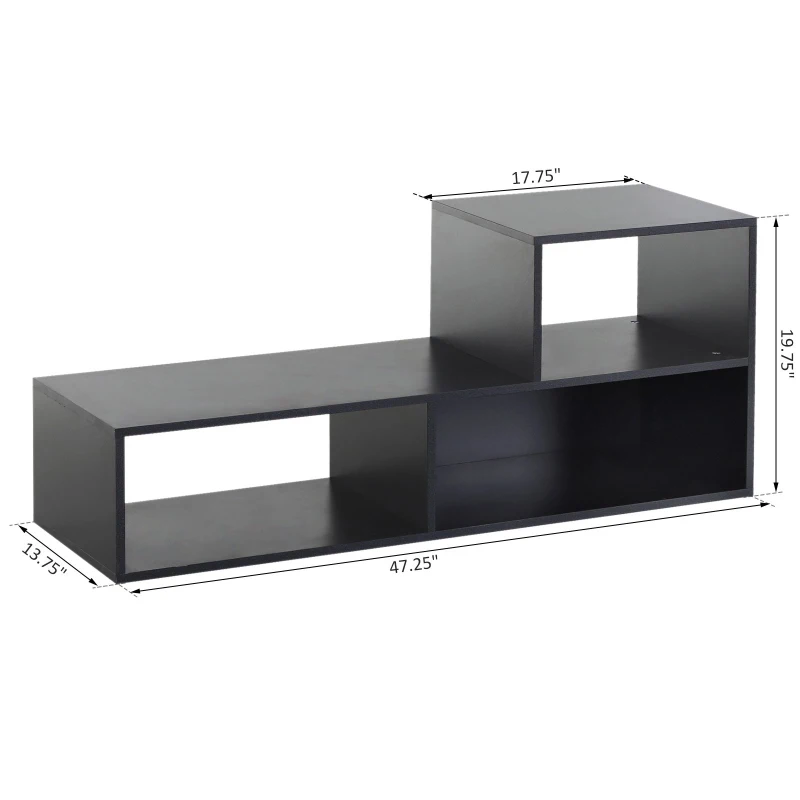 HOMCOM Versatile TV Console  Stand Cabinet Wood Bookcase Storage Shelf Convertible Bookshelf Black