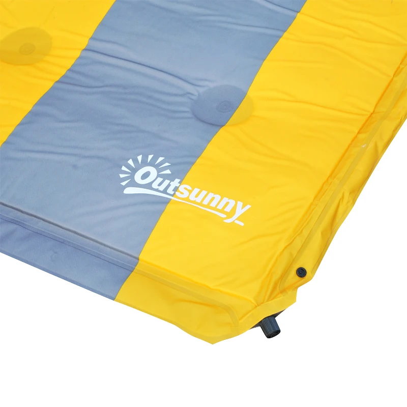 Outsunny 2-Person Outdoor Self-Inflating Camp Pad Air Mat Mattress Sleeping Pad with Pillows for Camping, Backpacking, Tents