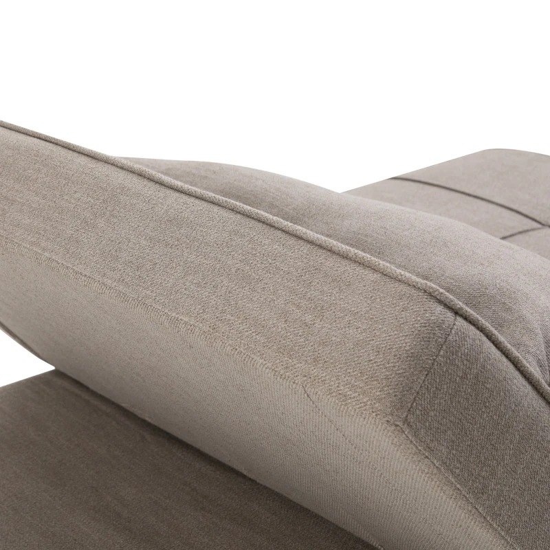 HOMCOM 4-In-1 Design Convertible Sofa Tea Table Lounge Chair Single Bed with 5-Level Adjustable Backrest, Footstool and Metal Frame for Living Room Bedroom, Light Brown