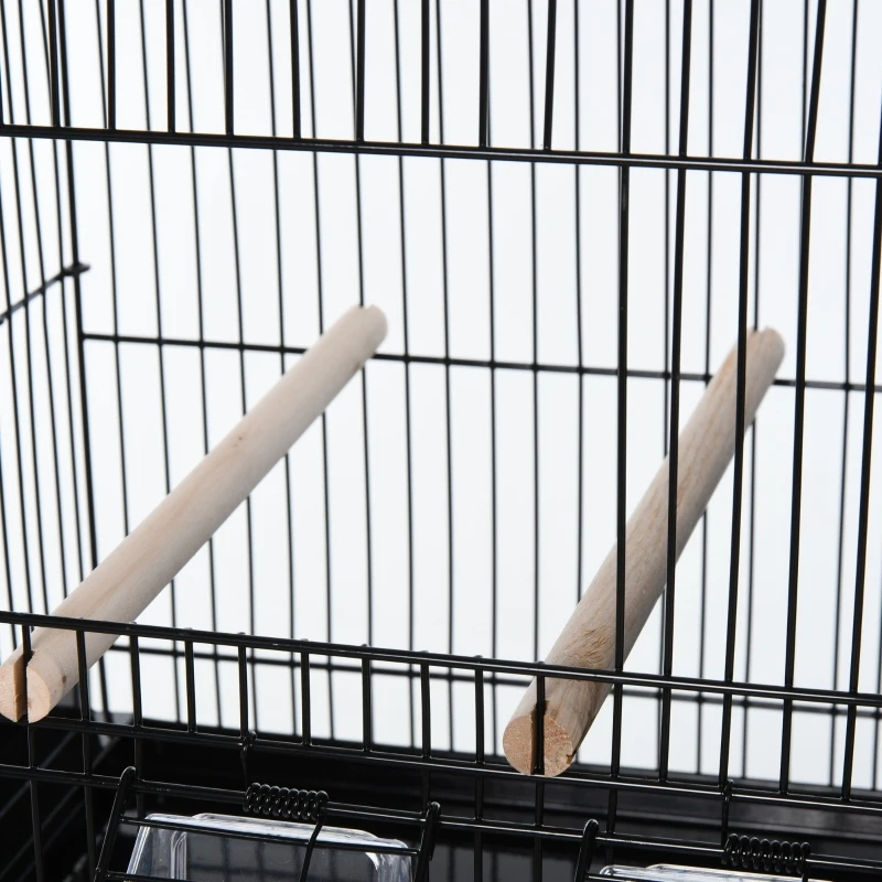 PawHut 17.75"x9"x10.5" Flight Bird Cage 4 Doors 6 Food Boxes 4 Perch Pole Metal PP Pine