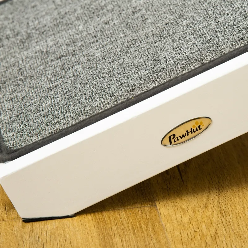 PawHut Dog Ramp Foldable with Non-slip Carpet Top Platform, Gray, White