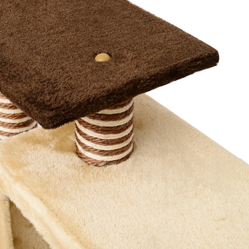 PawHut 51-inch Multi-Level Cat Tree Kitten Scratcher Post with 3 Condos Cat Play House Activity Centre w/Toy