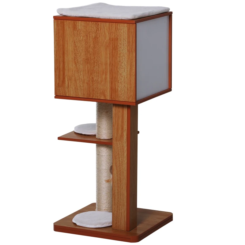 PawHut Cat Furniture Kitten House with Scratching Post Condo Activity Center and Cushion