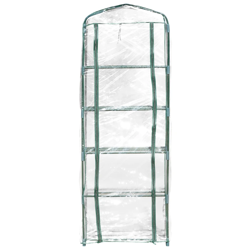 Outsunny 27'' x 19'' x 76'' 5 Tier Mini Greenhouse Outdoor Flower Stand Transparent PVC Cover Steel Frame