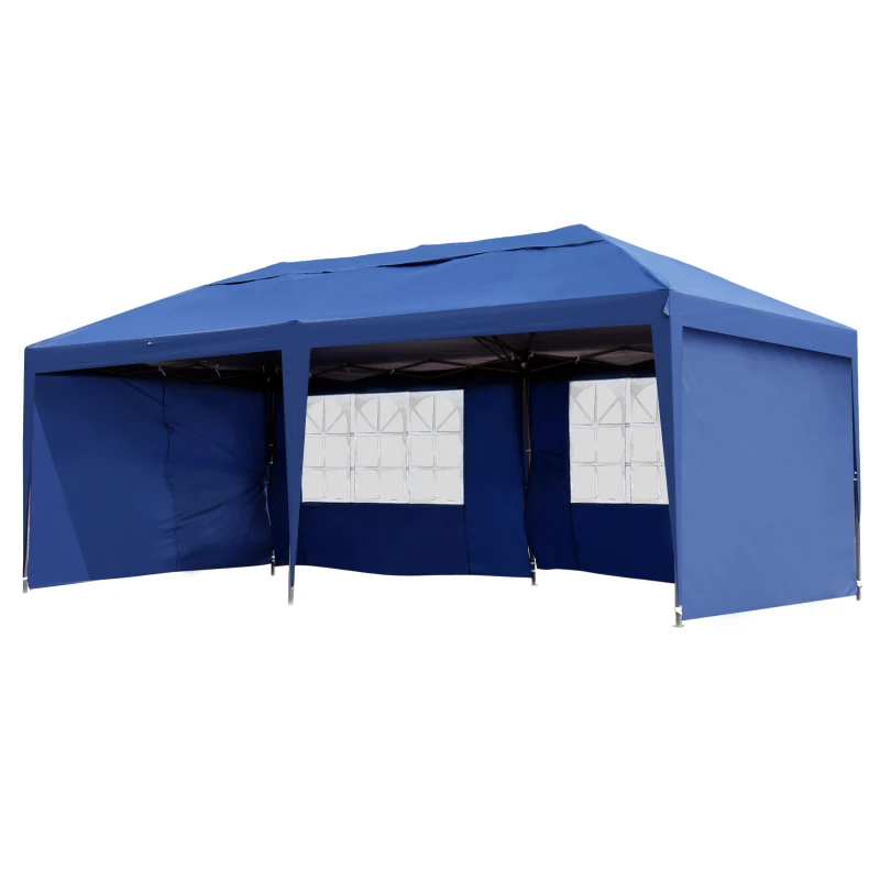 Outsunny 10' x 20' Outdoor Pop Up Canopy Tent Party Tent Instant Shelter W/ Carrying Bag, Blue
