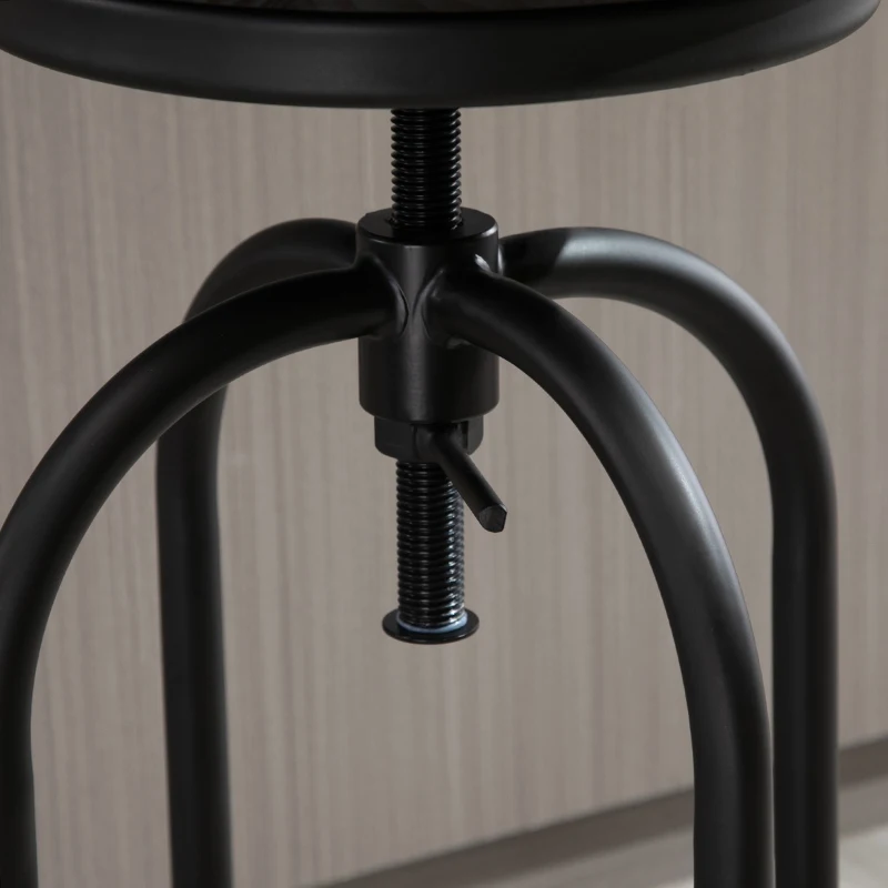 HOMCOM Set of 2 Swivel Mid-Back Barstools, Industrial Style Kitchen Stool Wooden Seat Armless with Adjustable Height ,Steel Frame