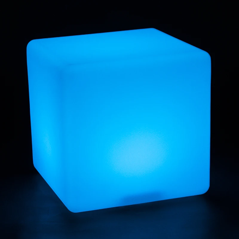 HOMCOM 16" RGB Led Cube Light Waterproof Rechargeable Adjustable Color Changing Tesseract Mood Lamp With Remote Control