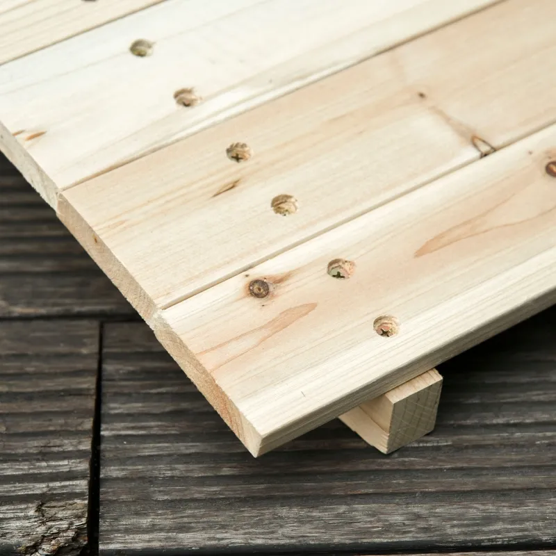 Outsunny Fir Wood Garden Bridge Arc Walkway with Side Railings for Backyards, Gardens, and Streams, Natural Wood, 89.75" x 29.5" x 43.25"