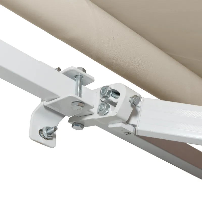 Outsunny 12' x 8' Retractable Awning Patio Awnings Sun Shade Shelter with Manual Crank Handle, 280g/m² UV & Water-Resistant Fabric and Aluminum Frame for Deck, Balcony, Yard, Cream White