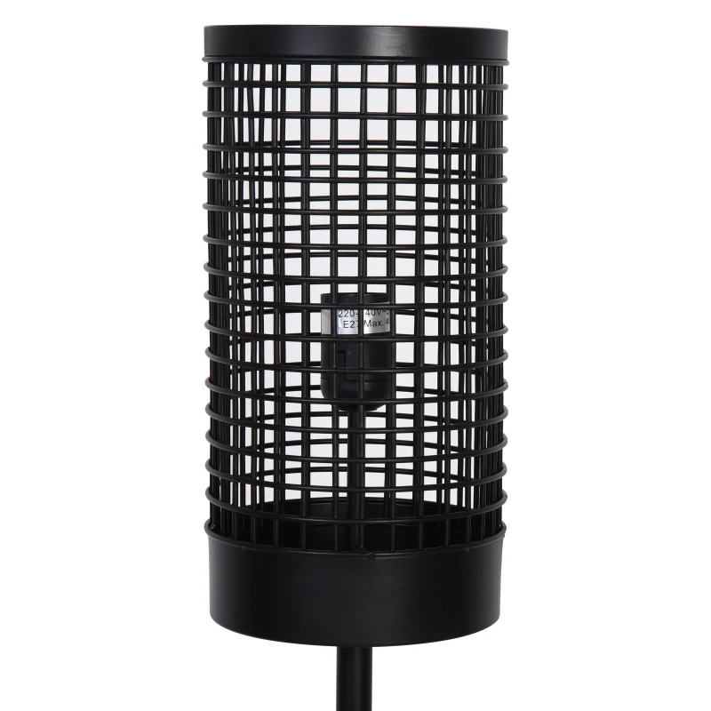 HOMCOM Freestanding Floor Lamp Retro Style Grid Lampshade Steel Base Strong and Stable Easy to Move Store Home Office Club Cafe - Black
