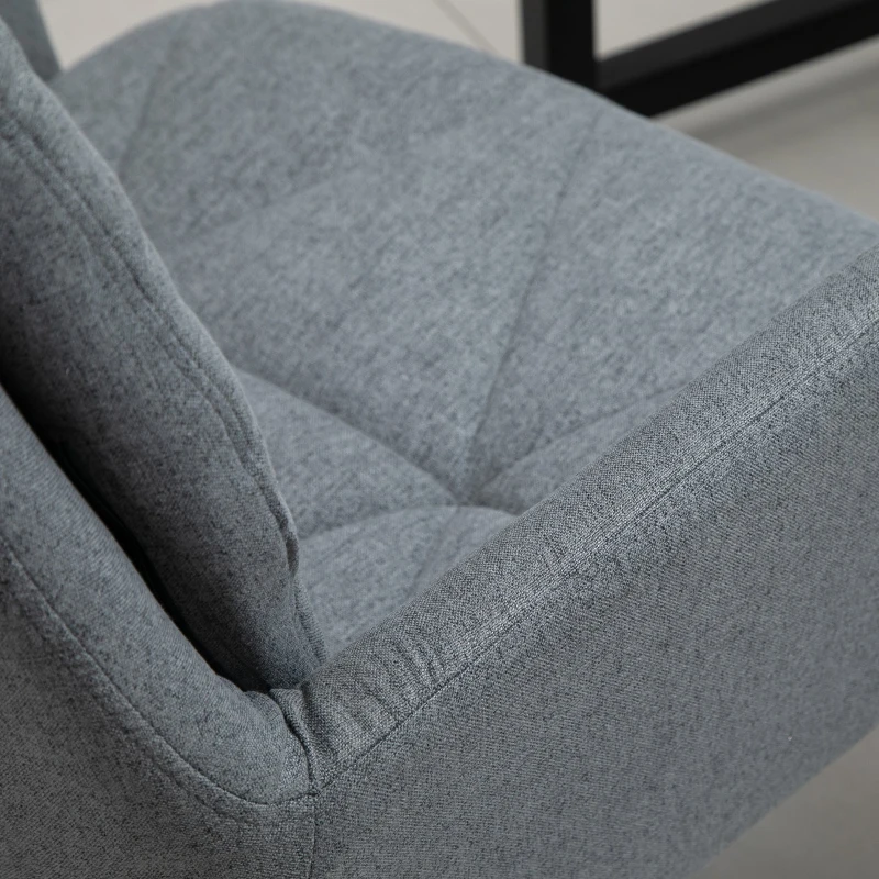 Vinsetto Office Chair Swivel Upholstered Task Chair with Double Thick Padded Backrest, Adjustable Height, Soft Cushioned Seat and 5 Wheels, Grey