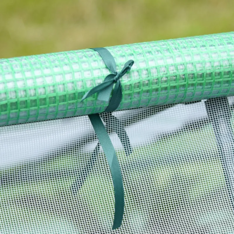 Outsunny 71" x 55" x 32" Mini Tunnel Greenhouse, Garden Planting Shed, Outdoor Flower Planter Warm House with Zipper Windows and Door, Green