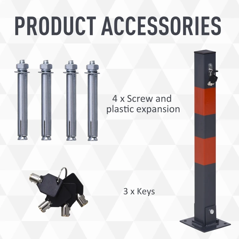 DURHAND Folding Parking Barrier With Reflective Stickers, Car Parking Space Post Lock Manual Parking Blocker Steel