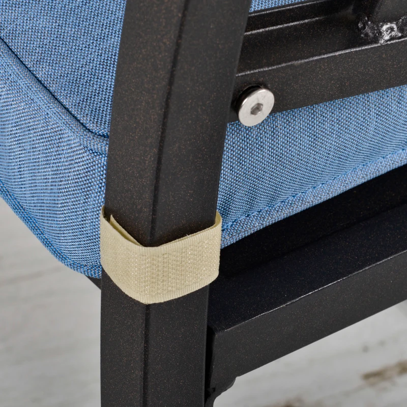 Outsunny Porch Rocking Chair Outdoor Patio Rocker Armchair with Cup Holder Cushion Steel