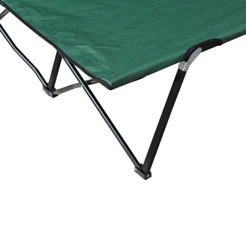 Outsunny 2 Person Folding Camping Cot for Adults, 50" Extra Wide Outdoor Portable Sleeping Cot with Carry Bag, Elevated Camping Bed, Beach Hiking, Green