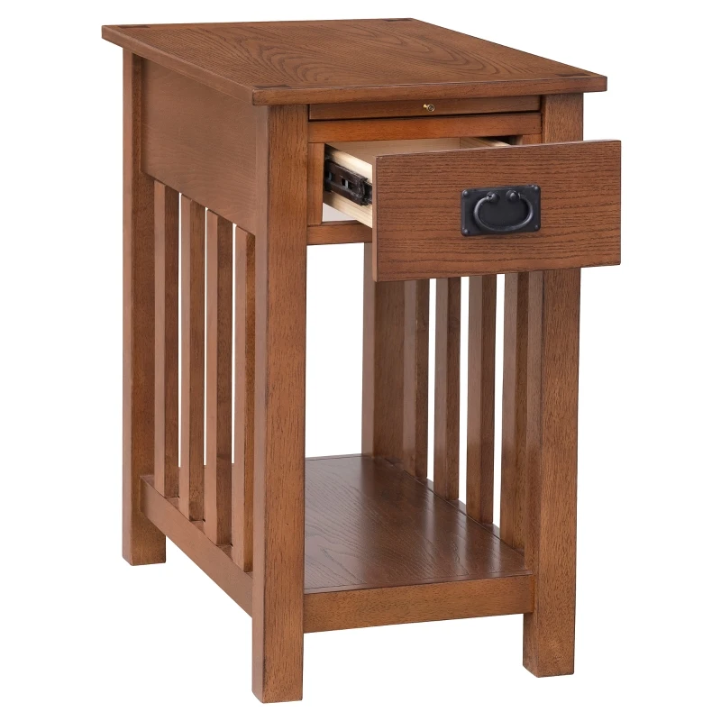 HomCom 24" Wooden Side Accent End Table with Drawer, Tray, and Storage Shelf