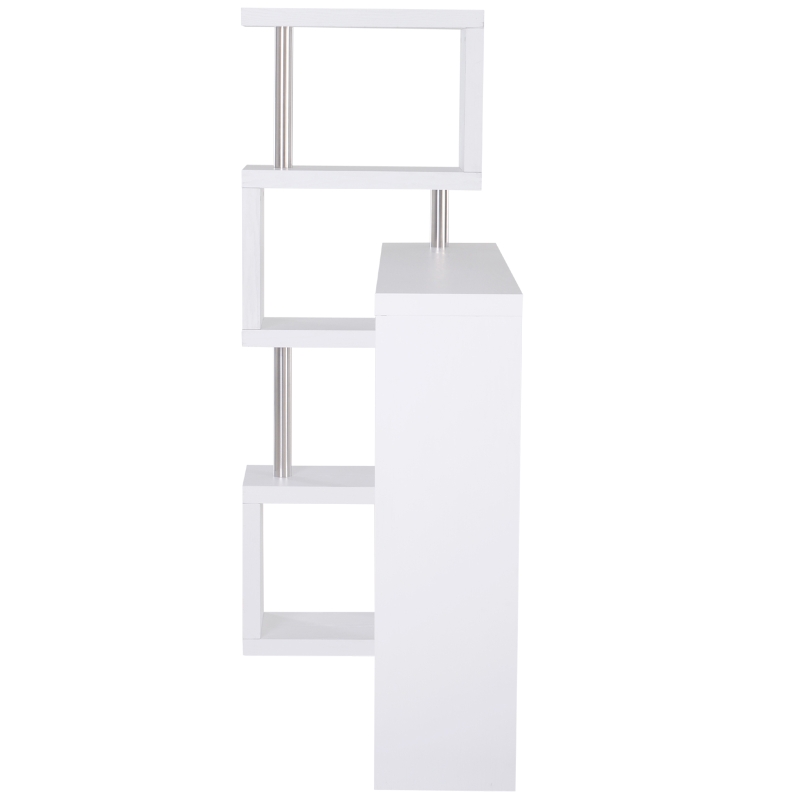 HOMCOM Modern Corner Rotating Combo L-Shaped Computer Desk with Shelves White