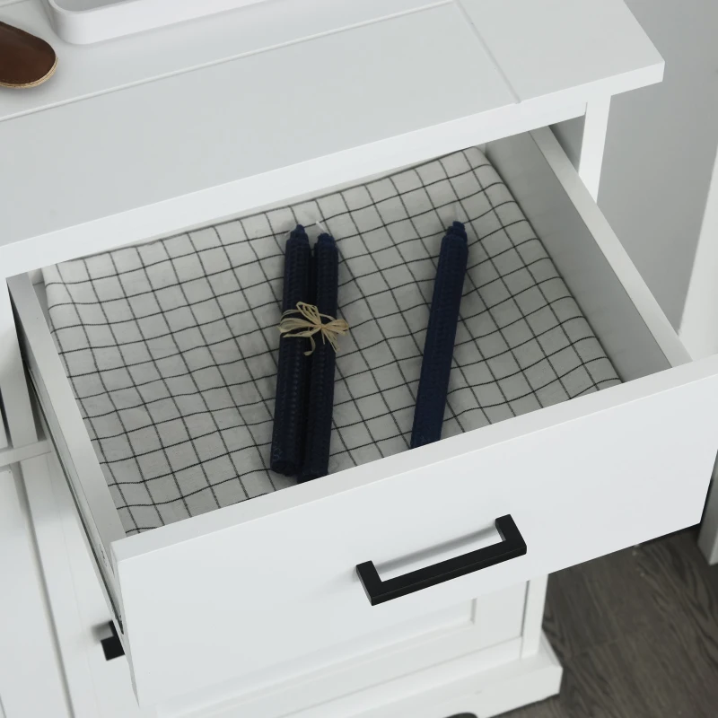 HOMCOM Buffet Storage Cabinet for Kitchen Entryway with 2 Cabinets and 3 Drawers, Adjustable Shelves, White