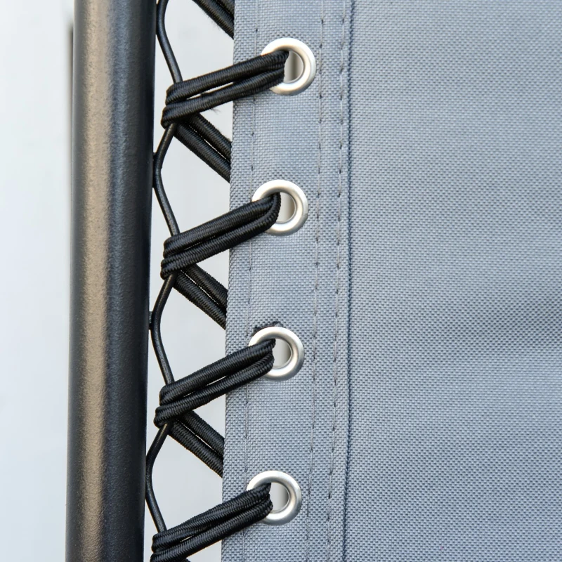 Outsunny Foldable Outdoor Lounge Chair with Footrest, Oversized Padded Zero Gravity Lounge Chair with Headrest, Cup Holders, Armrests for Camping, Lawn, Garden, Pool, Gray