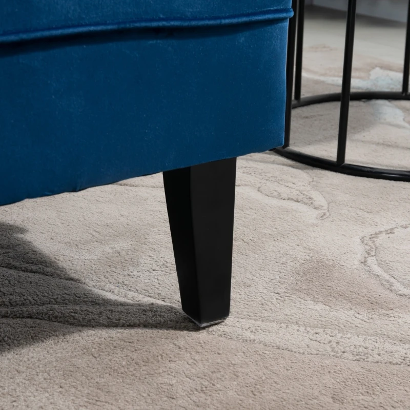 HOMCOM Upholstered Accent Chair Modern Winged Tufted Contemporary Single Sofa Chair with Rubber Wood Legs, Thick Padding Mid-Back, and Wings for Living Room Bedroom, Blue