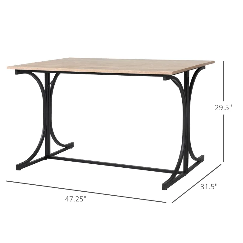 HOMCOM Folding Dining Table, Rectangular Table with Metal Frame, Space Saving for Small Kitchen, Black
