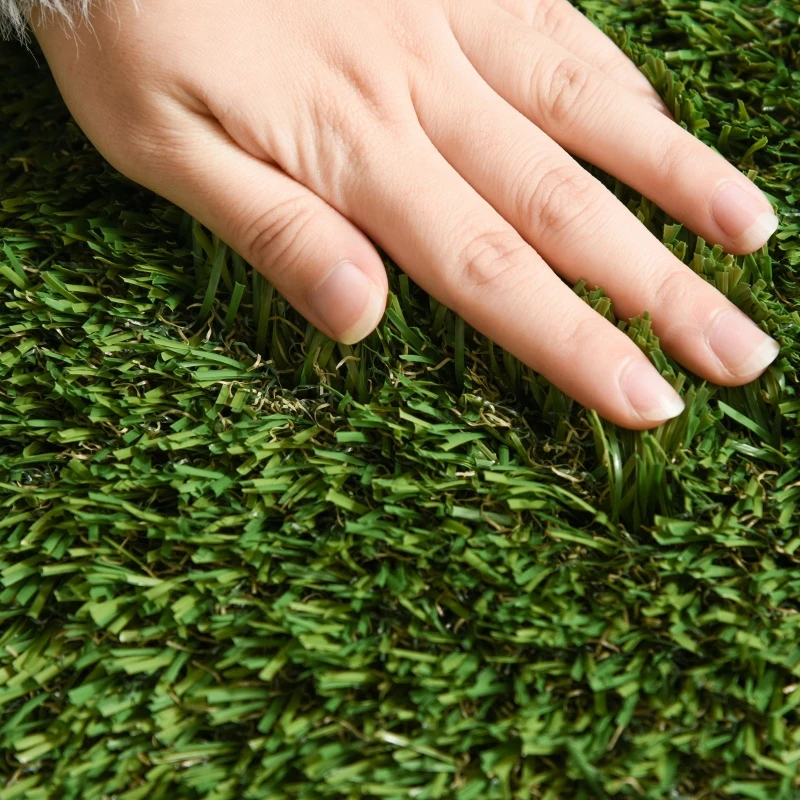 Outsunny 13' x 3.3' Synthetic Artificial Grass Turf Realistic Fake Thick Grass with UV Protection & Drain Holes, Outdoor Easy to Clean Lawn Pet Turf with High Density, 1.2'' Height