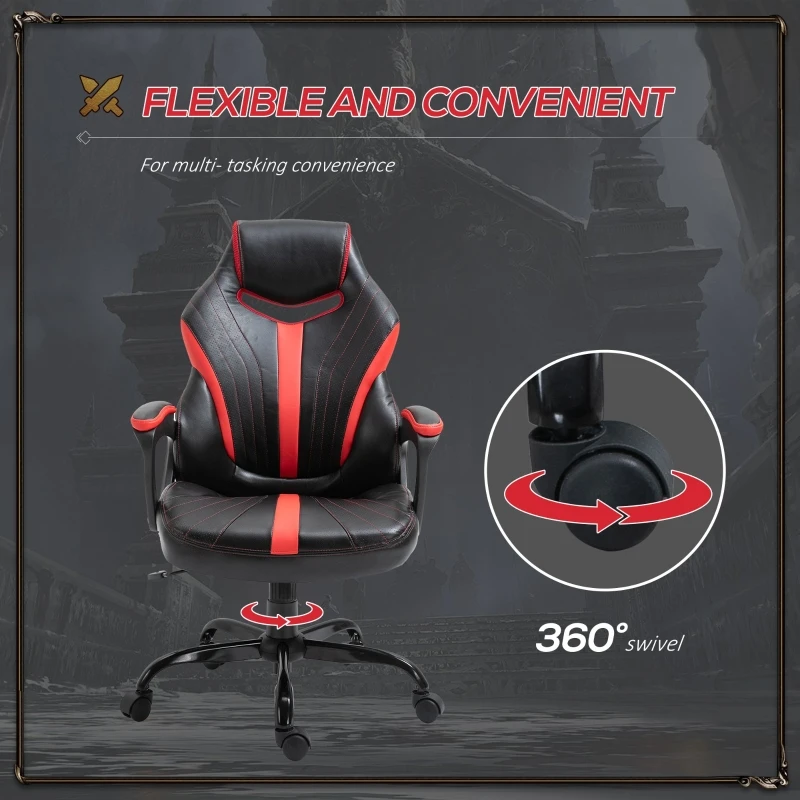 Vinsetto Racing Style Gaming Chair Ergonomic High Back Computer Office Chair PU Leather with 360° Swivel Rocking Adjustable Height Padded Armrest Red