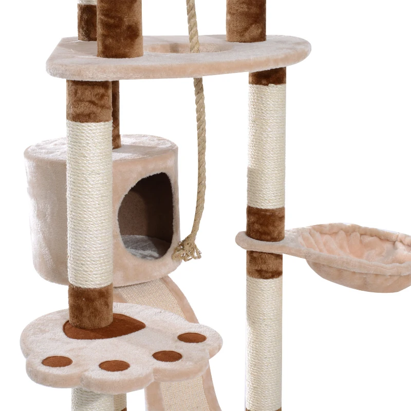 PawHut 57" Cat Tree Tower Furniture Kitty Pet Play Scratching Post W/ Condo, Beige