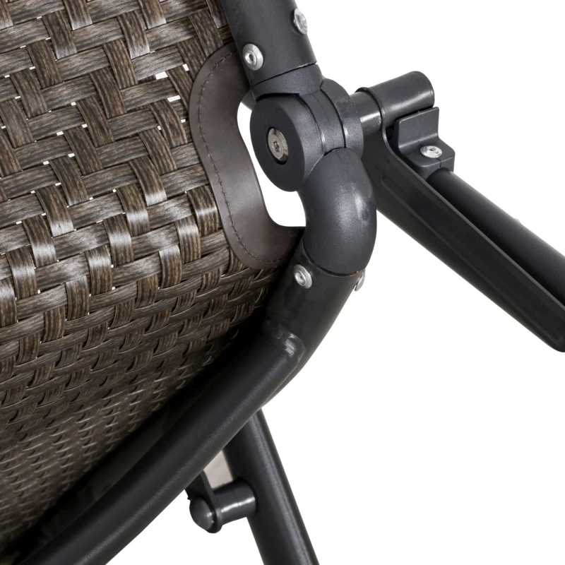 Outsunny Set of 2 Rattan Wicker Patio Dining Chairs with  Backrest Adjustable and Folding Design, Outdoor Recliner Set for Garden, Backyard, Lawn, Balcony, Mixed Gray