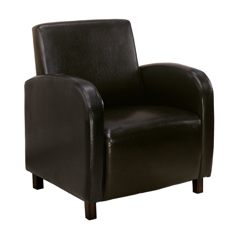 Monarch Upholstered Square Seat High Back Leather-Look Accent Arm Chair - Brown