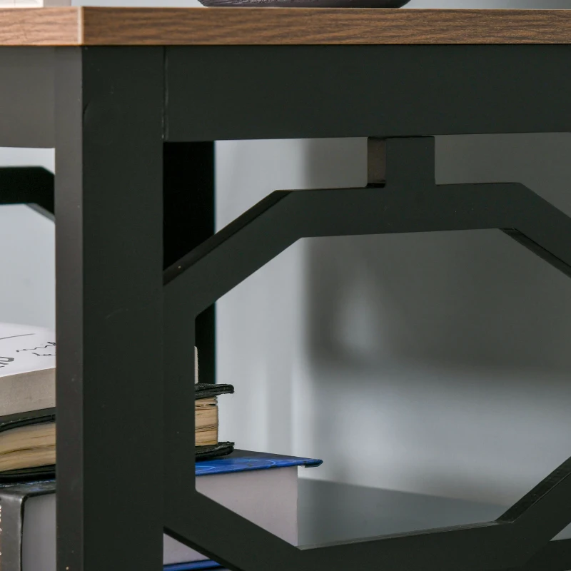 HOMCOM Modern End Table, Accent Side Table with 2 Storage Shelves for Living Room, Bedroom, Black