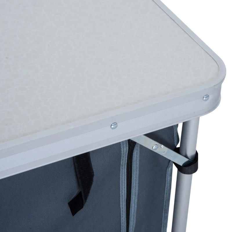 Outsunny 47" Portable Camping Table Aluminum Picnic Folding Camping Table with Carrying Handle and Storage Organizer