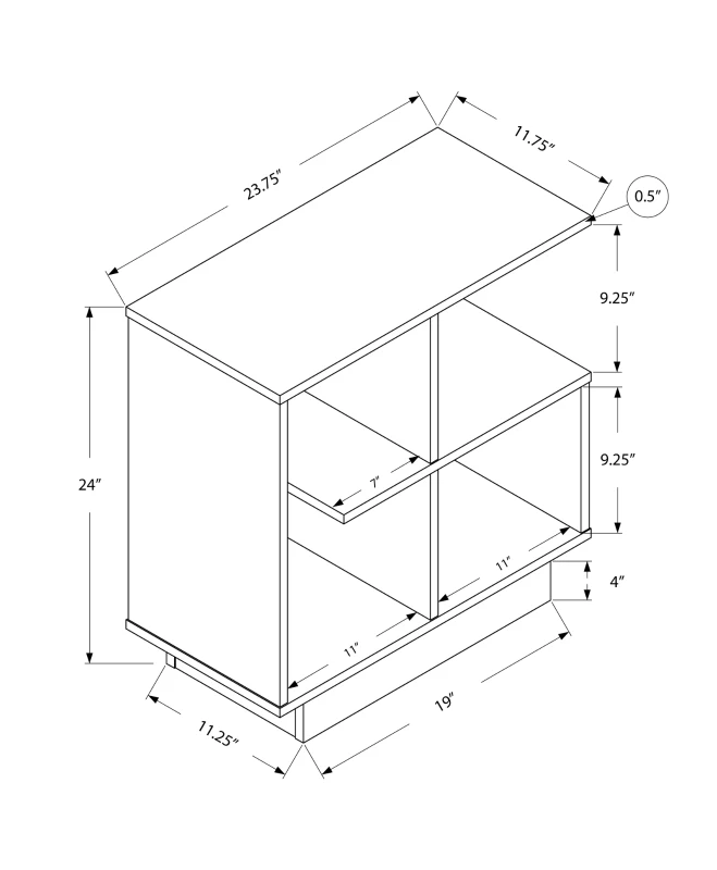 Monarch 24" Modern Wood Grain Open Shelf Elevated Base Side Accent Table - Cappuccino Brown Finish