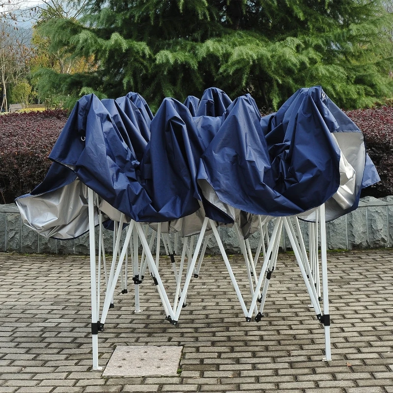 Outsunny 13' x 13' Adjustable Height Easy Pop Up Canopy Party Tent - Dark Blue