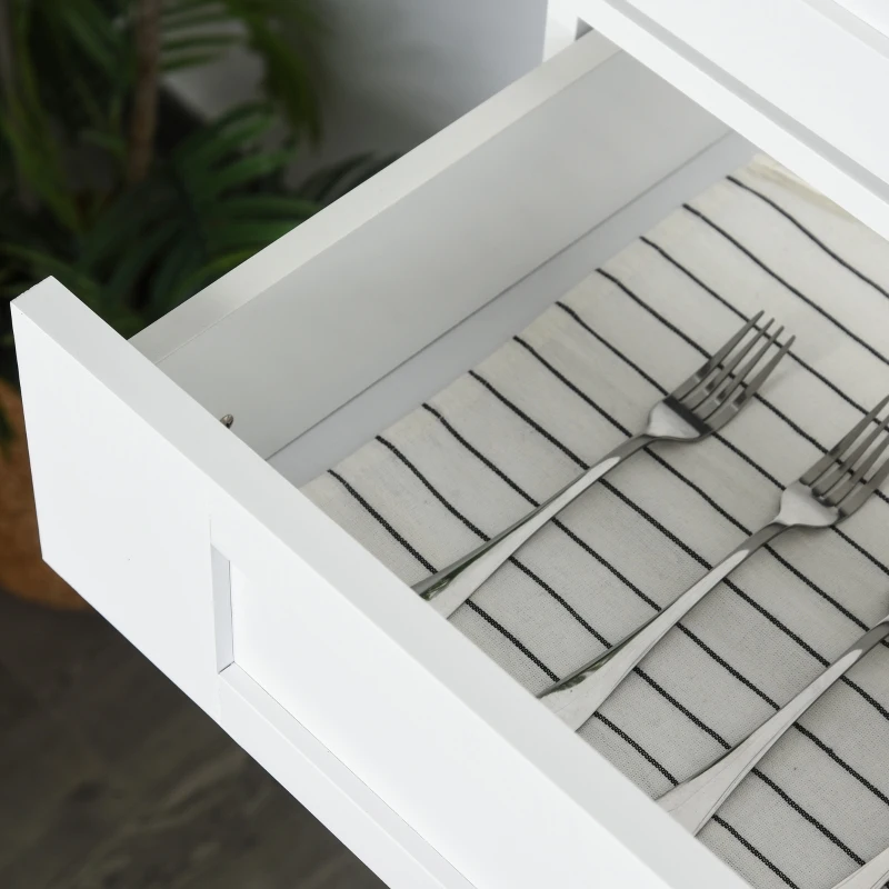 HOMCOM Modern Kitchen Pantry Freestanding Cabinet Cupboard with Doors and Drawer, Adjustable Shelving, White