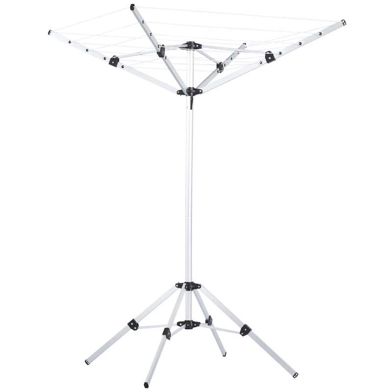 HOMCOM 52.5ft Foldable Clothes Aluminum Umbrella Shaped Drying Rack Dryer 4 Arms 20 Lines Indoor Outdoor Pre-Assembled