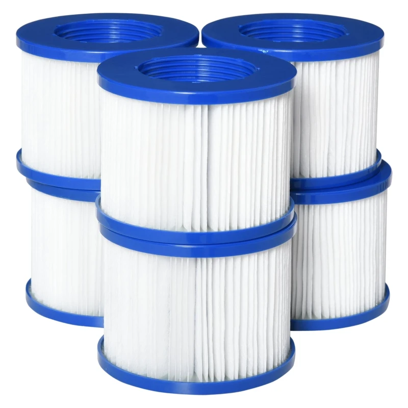 Outsunny 6 Pack Filter Cartridges Replacement for Spa Pools and Hot Tub, Cleaning Tool