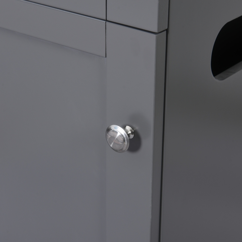 PawHut Double-Decker Cat Luxury Lower Level Litter Box and Upper Level House, Grey