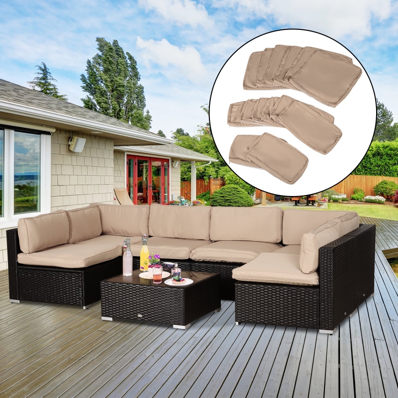 Outsunny Outdoor Patio Rattan Sofa Set Cushion Polyester Cover Replacement No Included Only Beige Aosom Ca Outsunny Outdoor Patio Rattan Sofa Set, Outdoor Patio Furniture No Cushions