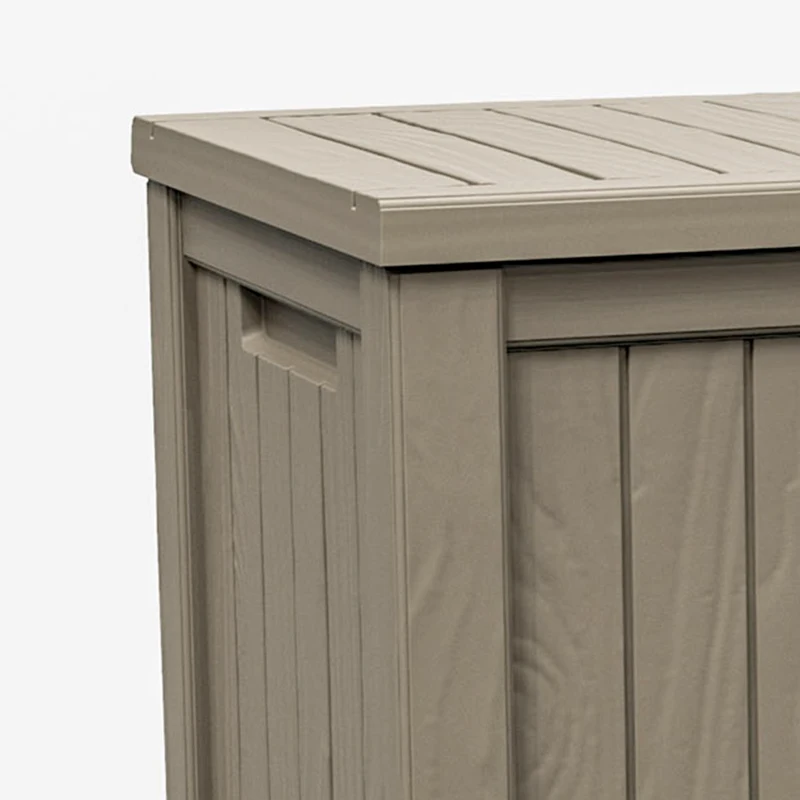 Outsunny Plastic Deck Storage Container Box Outdoor Garden Bench Patio Furniture 77 Gal with Handles, Padlock Eyes, 56" x 26" x 24"