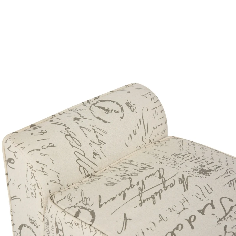HOMCOM 42" Ottoman Bench, Modern Linen Armed Entryway Bench, Signature Print with Cream White Parchment Background