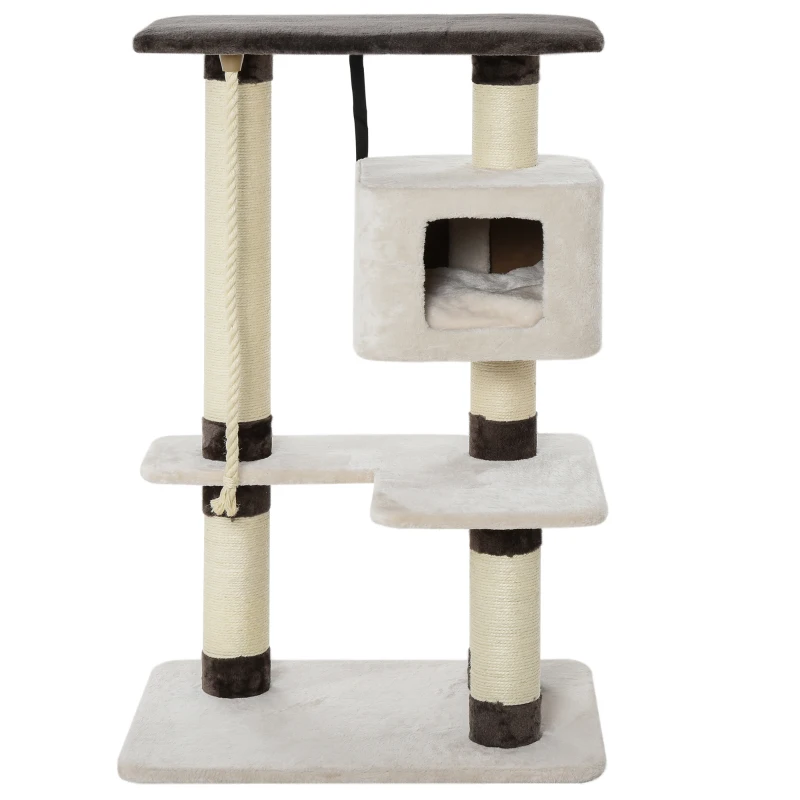 PawHut 47.75" Luxury Plush Cat Tree Activity Tower with Sisal Scratching Posts, Elevated Perches & a  Roomy Condo