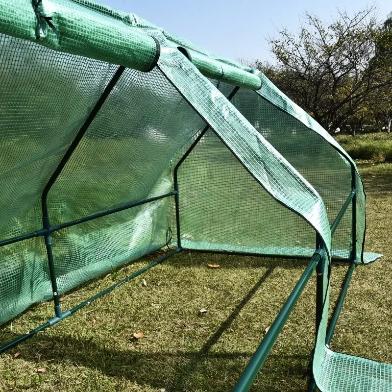 Outsunny 6' x 3' x 3' Mini Greenhouse with Zippered Doors & Roll-up Windows, Portable Plant Hot House with Durable PE Cover, Water Resistant, UV Protected for Outdoor Flowers, Vegetables, Green